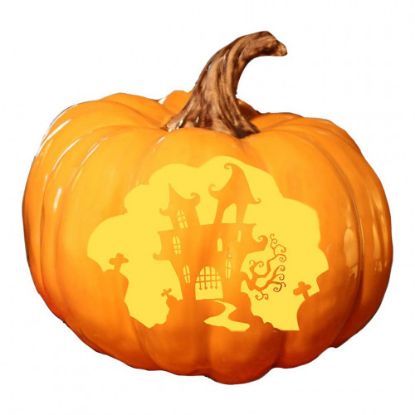 Picture of Reinforced Fiberglass Halloween Pumpkin with Light - Mansion