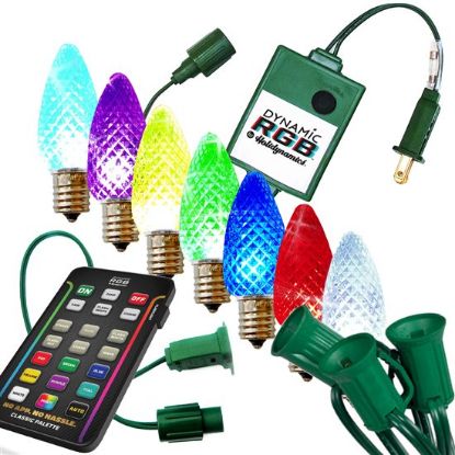 Picture of Dynamic RGB Transparent Faceted C9 bulb Complete Starter Kit