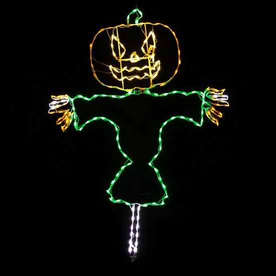 Picture of Halloween LED Jack O Lantern  Happy Scarecrow 72 in.