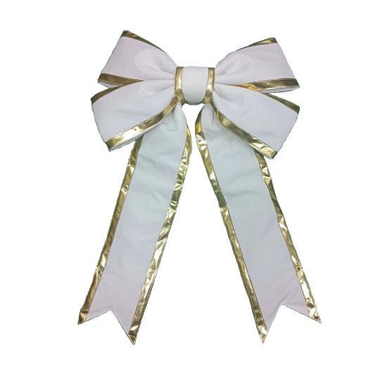 Picture of 12" Ivory Canvas Bow with Gold Trim