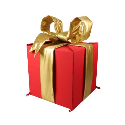 Picture of 24" 3D Nylon Gift Box - Red w/ Mylar Gold Bow