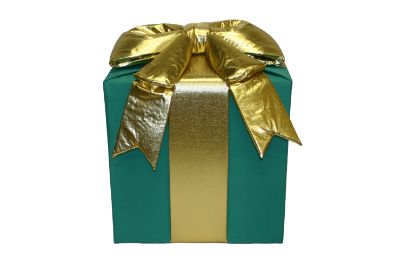 Picture of 18" 3D Nylon Gift Box - Green w/Mylar Gold Bow